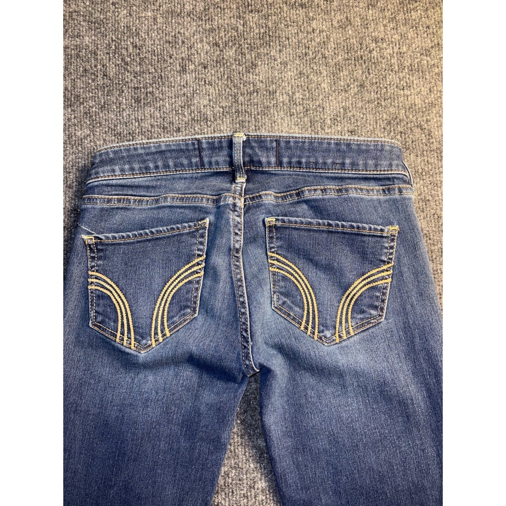 Hollister Skinny Jeans Women 0R Blue Denim Stretch Low Rise Embroidered‎ Pocket - Picture 8 of 10